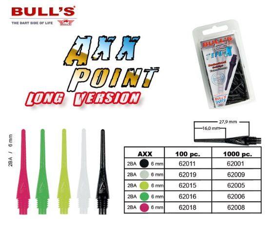 Hroty bull´s axx point 1000 ks zelené dlouhé 62006