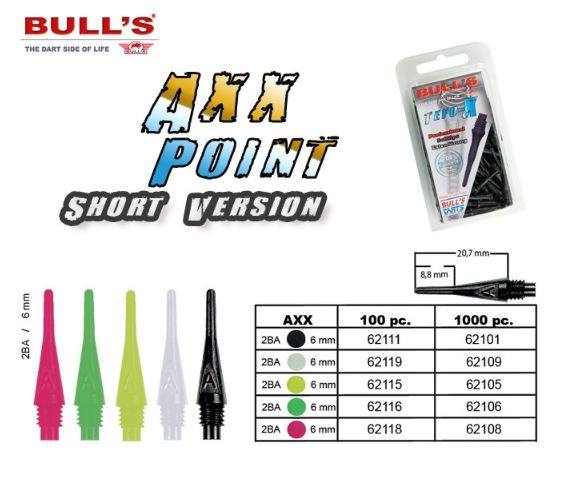 Hroty Bull´s Axx Point 1000 ks zelené krátké 62106