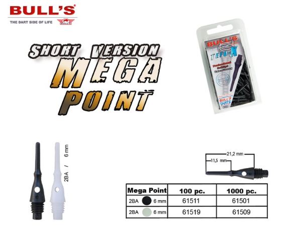 Hroty bull´s mega point 1000 ks černé krátké 61501
