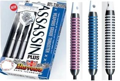 Harrows šipky steel assassin plus pink 22gr 80%