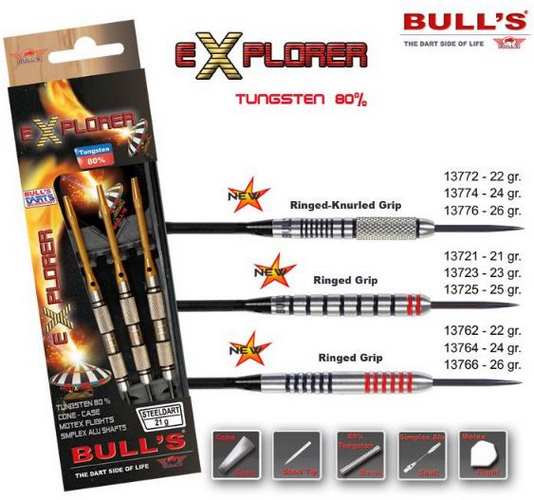 Bull´s šipky steel explorer 80% ringed grip 26gr. 13766
