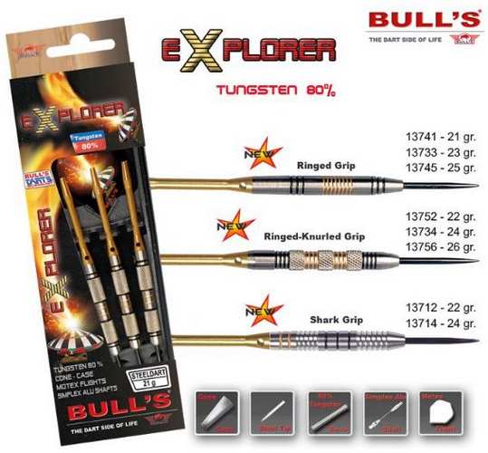 Bull´s šipky steel explorer ringed-knurled grip 26gr. 13756
