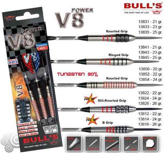 Bull´s šipky steel v8 90% knurled grip 25gr. 13835