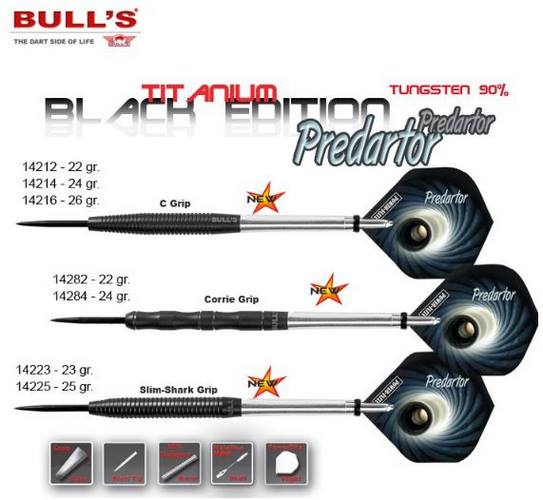 Bull´s šipky steel titanium predartor black corrie grip 24gr. 14284
