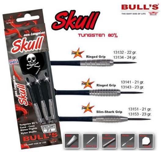 Bull´s šipky steel skull ringed grip 23gr. 13143