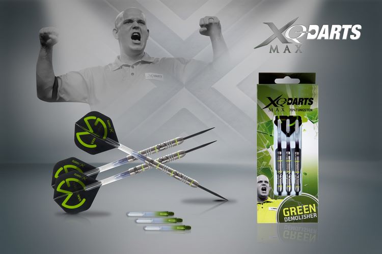 Xqmax šipky steelové 70% tungsten michael van gerwen 23gr. - green demolisher
