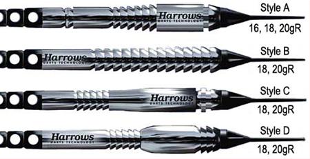 Harrows šipky vortex silver 18gr style d
