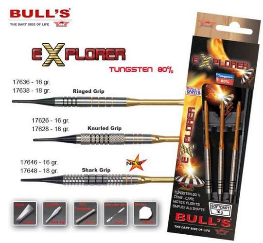 Bull´s šipky explorer ringed grip 16gr. 17636