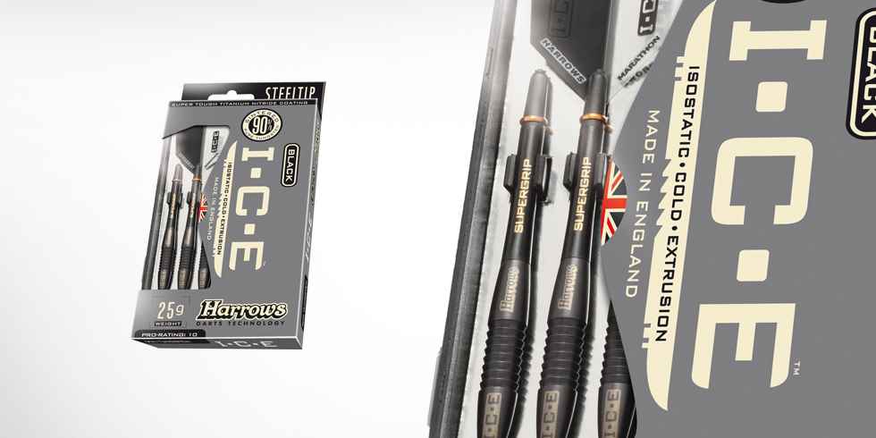 Harrows šipky steel black i.c.e. 90% 25gr