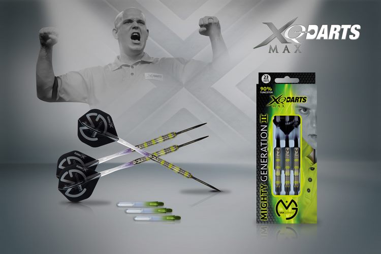 Xqmax šipky steelové 90% tungsten michael van gerwen 23gr.- mighty generation ii