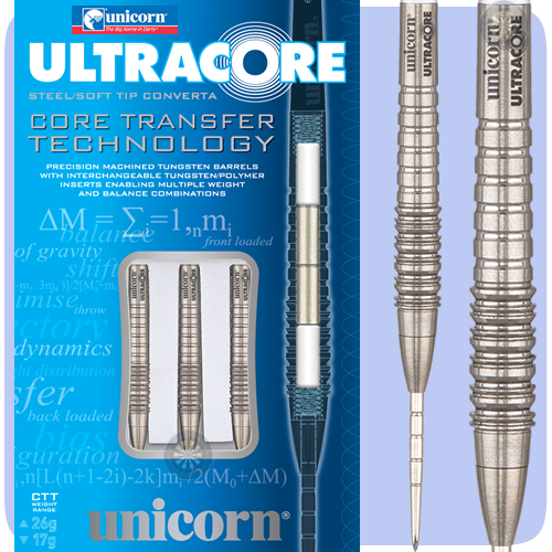 Šipky unicorn ultracore one - steel and soft tip tungsten - 17-26g