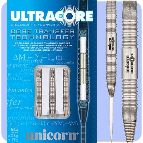 Šipky unicorn ultracore two - steel and soft tip tungsten - 17-26g