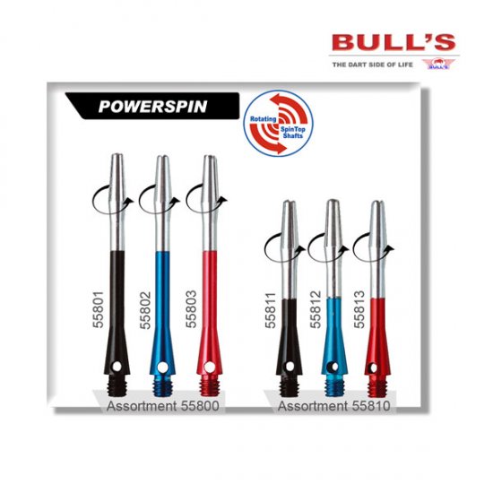 Násadky powerspin bull´s dlouhé černé 55801