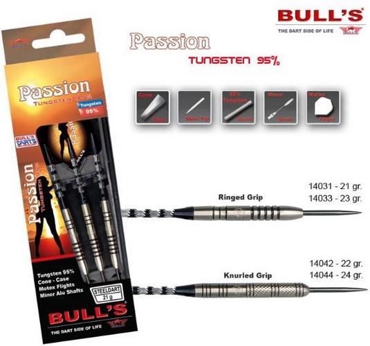 Bull´s šipky steel passion 95% ringed grip 21gr. 14031