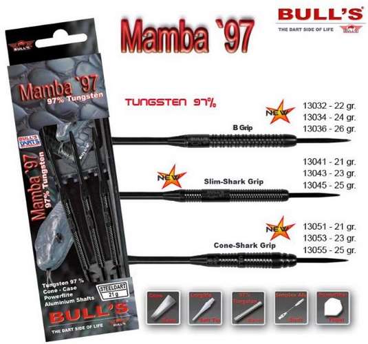 Bull´s šipky steel mamba 97 slim-shark grip 21gr. 13041
