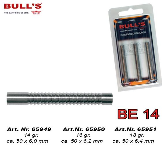 Bull´s barrels - tělíčka be 14 80% wolfram 14gr. 65949
