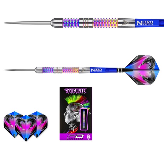 Šipky steel Peter Wright Snakebite Rainbow Mamba 24g Tungsten 90% RED DRAGON