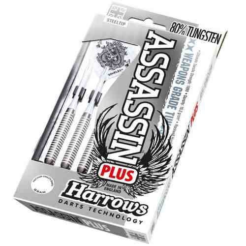 Harrows šipky steel assassin plus white 24gr 80%