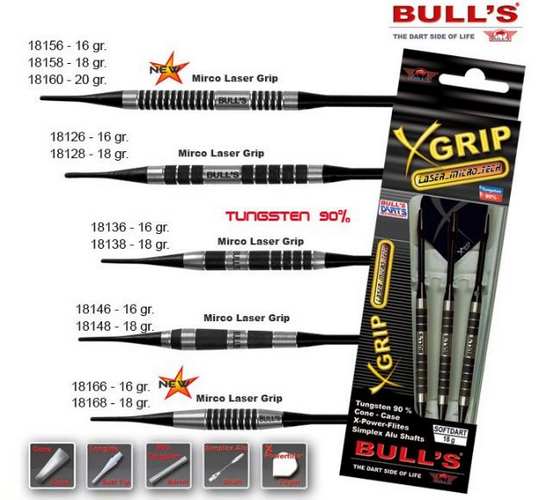 Bull´s šipky xgrip micro laser grip softové 20gr. 18160