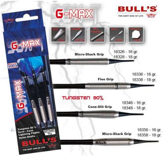 Šipky g-max bull´s cone-slit grip 18gr. 18348