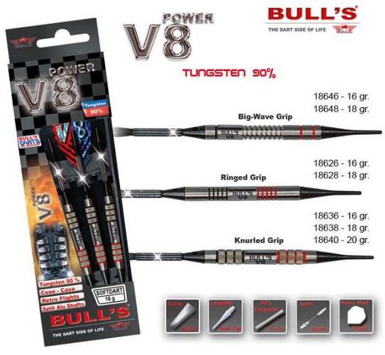 Bull´s šipky v8 power knurled grip 20gr. 18640